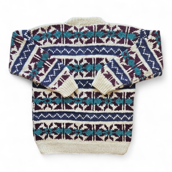 Rey Wear Handmade 100% Wool Chunky Knit Sweater Size XL Made in Ecuador - Picture 2 of 6